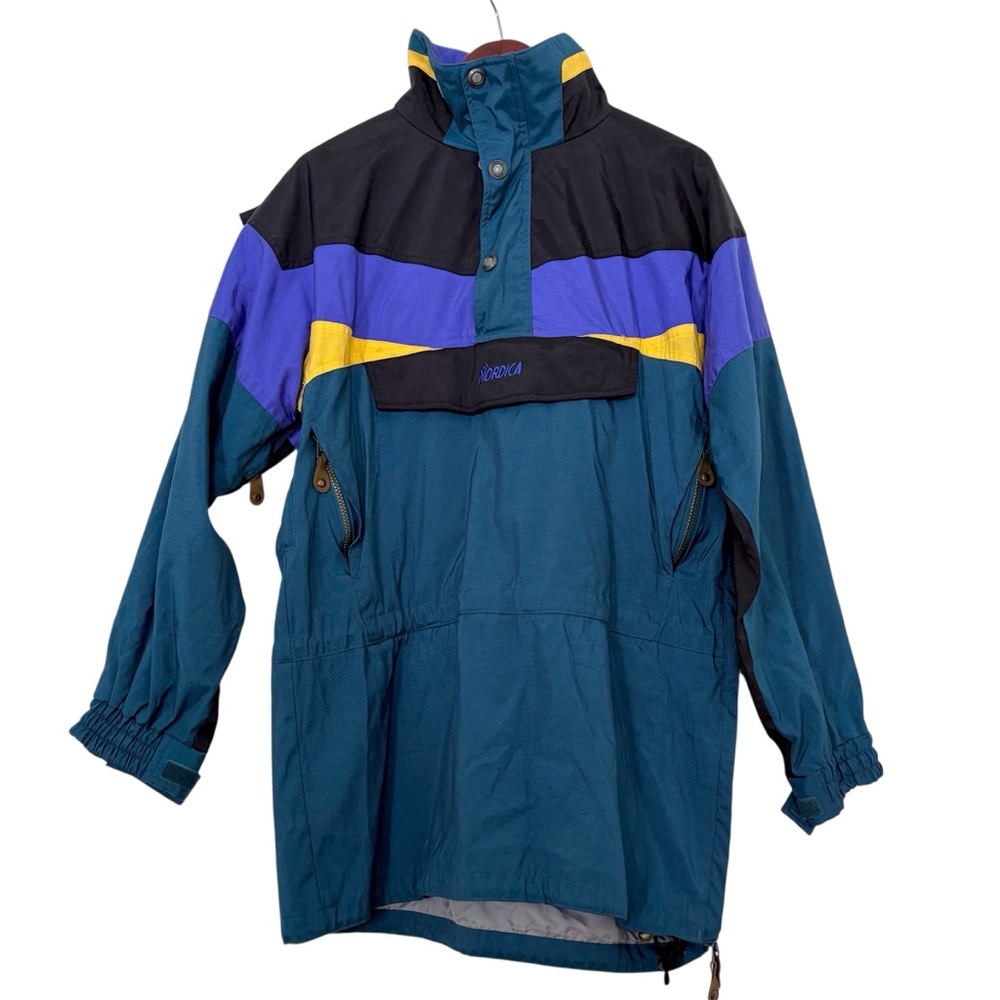 90s Nordica Colorblock Ski Jacket Mens Medium Anorak Pullover Retro Pit-Zip